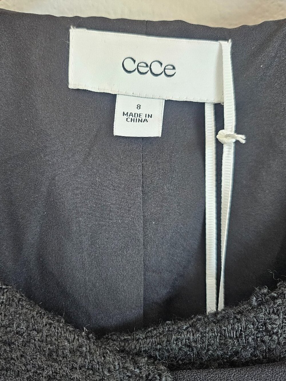 CeCe NWT Black Tweed Ruffle Trim Cropped Jacket Size 8 - Picture 13 of 16